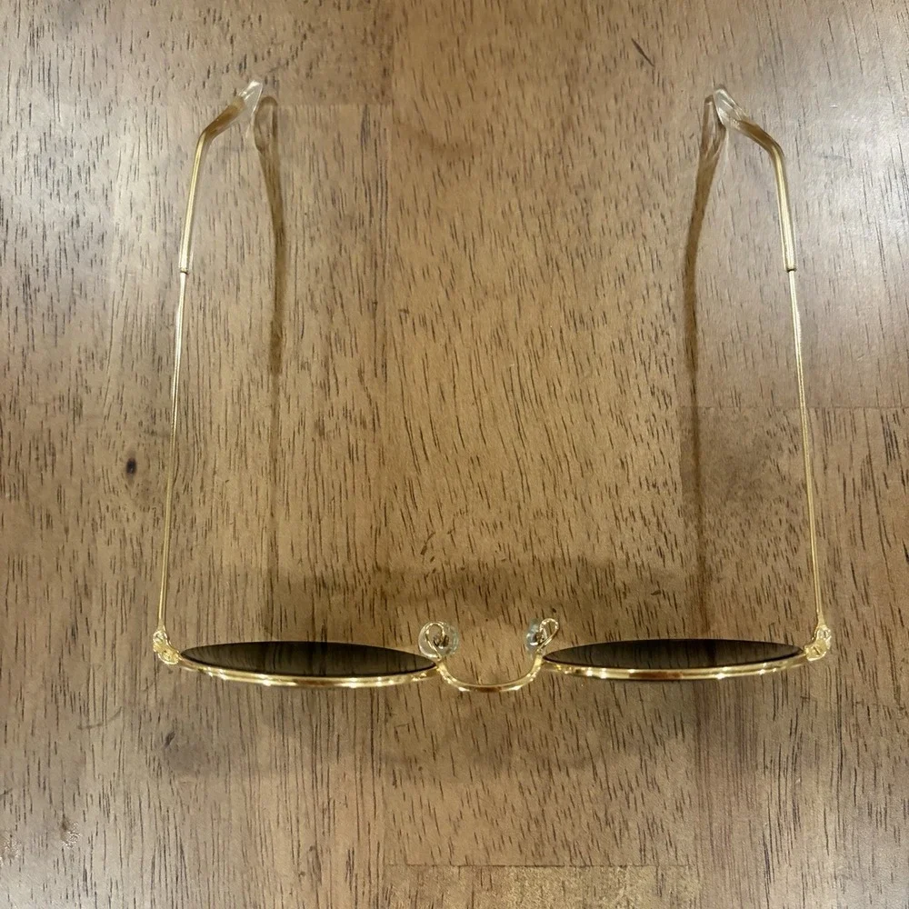 Vintage B & L Ray-Ban Gold Round Sunglasses Gold Plated W0607 Bausch & Lomb 90's